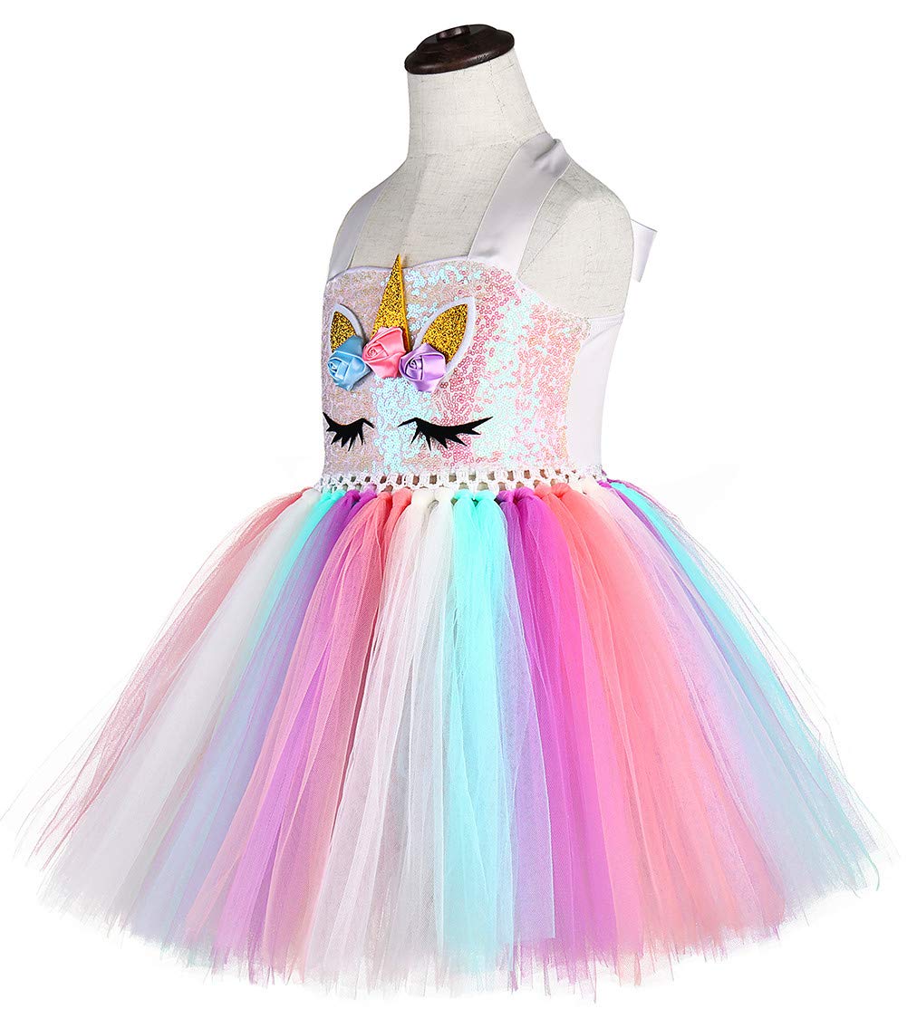 Tutu Dreams Unicorn Gifts for Girls Christmas Dress Pink Party Dresses Sequin Rainbow Tutu Flower Girl Birthday Party (Sequin Unicorn, 7-8 Years)