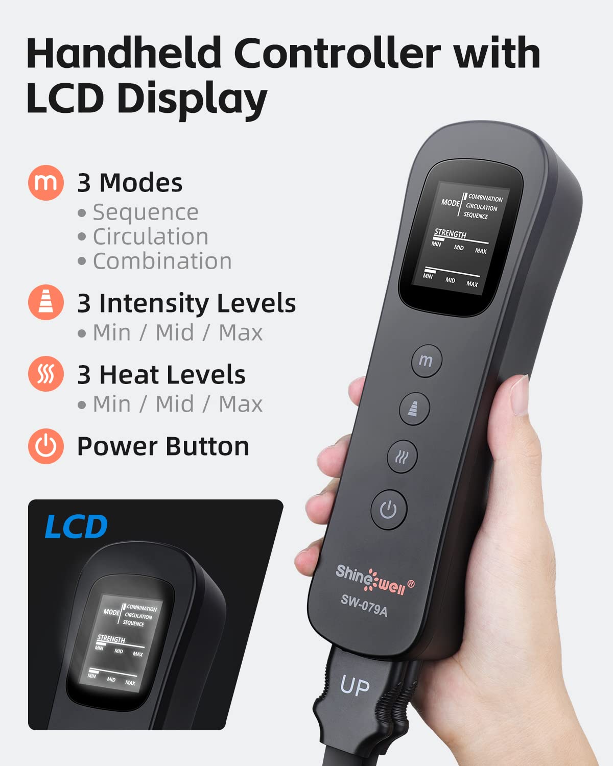 SHINE WELL Leg Massager with Heat and Compression,Full Leg Massager for Circulation and Pain Relief, with 3 Heat 3 Modes 3 Intensities, for Athletes Runner Cyclist, FSA HSA Approved