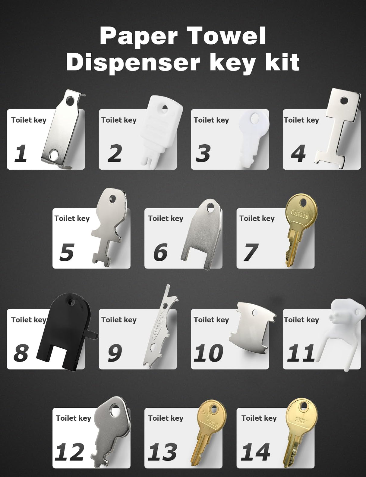 29Pcs Dispenser Key Set, for Most Popular Paper Towel, Toilet Paper, Soap Dispensers Universal Replacement Keys