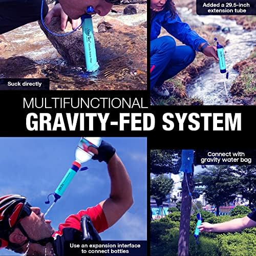 SimPure Gravity Water Filter, Portable Gravity-Fed Water Purifier with 3L Bag, Tree Strap, BPA Free Survival Gear and Equipment for Camping Hiking Emergency Preparedness