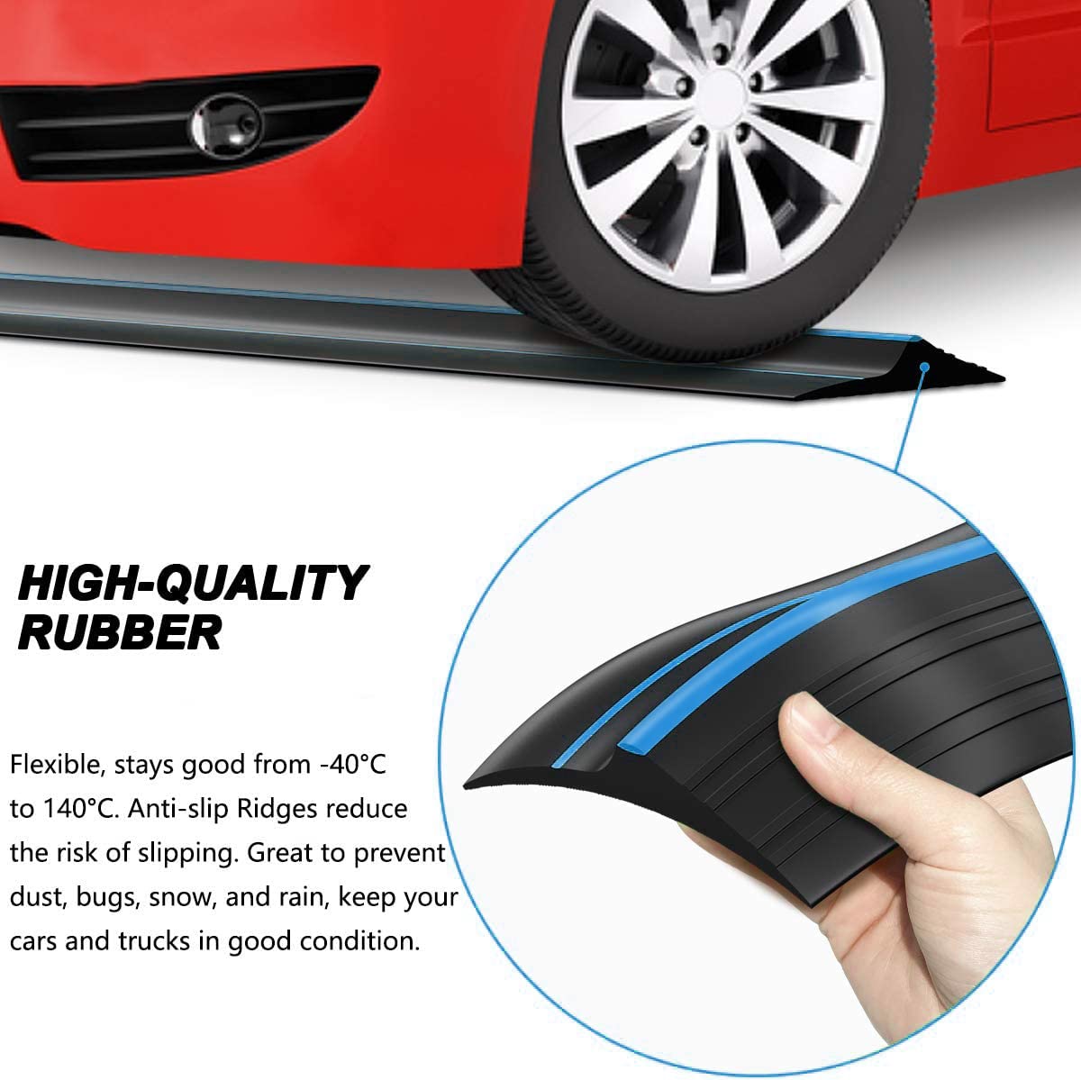 Jin&Bao Universal Garage Door Threshold Seal Strip 20FT Kit, Bottom Waterproof Rubber Weather Stripping Replacement(Blue, 2 Adhesive)