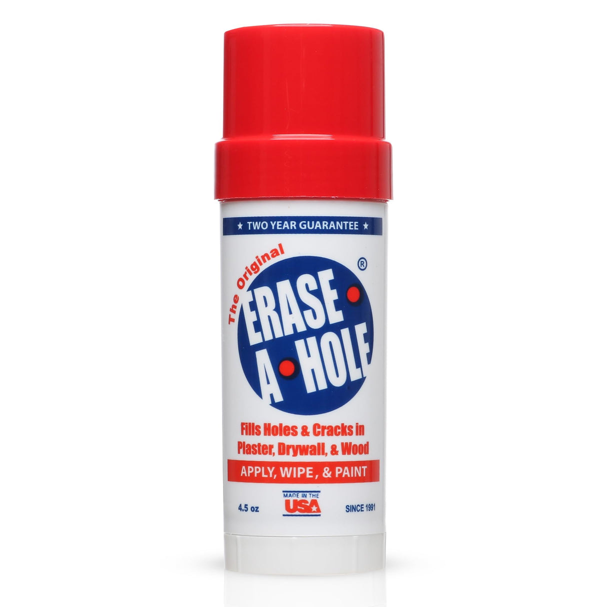 Erase-A-Hole Wall Repair Stick – Quick-Dry Nail & Screw Hole Filler for Drywall, Wood & Plaster – No Sand Spackle Alternative, Paintable Putty, 4.5 oz