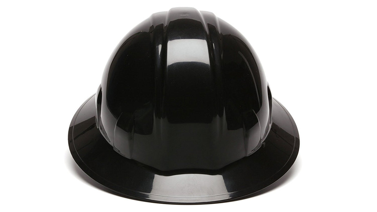 Pyramex Safety SL Series Full Brim Hard Hat, 4-Point Ratchet Suspension, Black, Medium