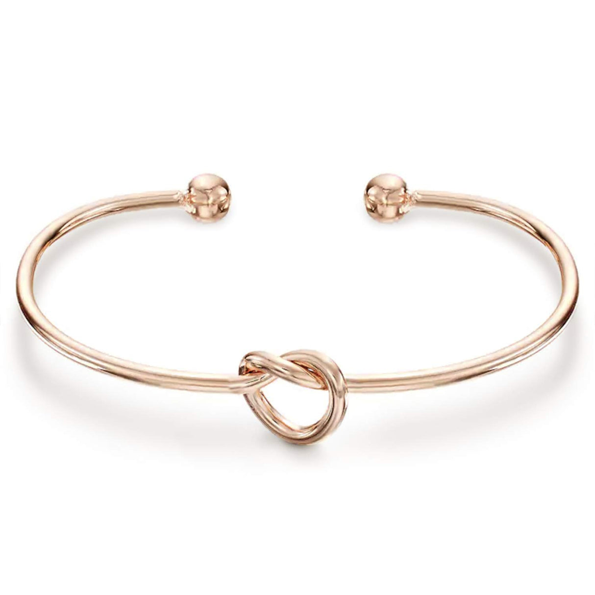 PAVOI 14K Gold Plated Forever Love Knot Infinity Bangle Bracelets for Women | Adjustable Rose Gold Bracelet