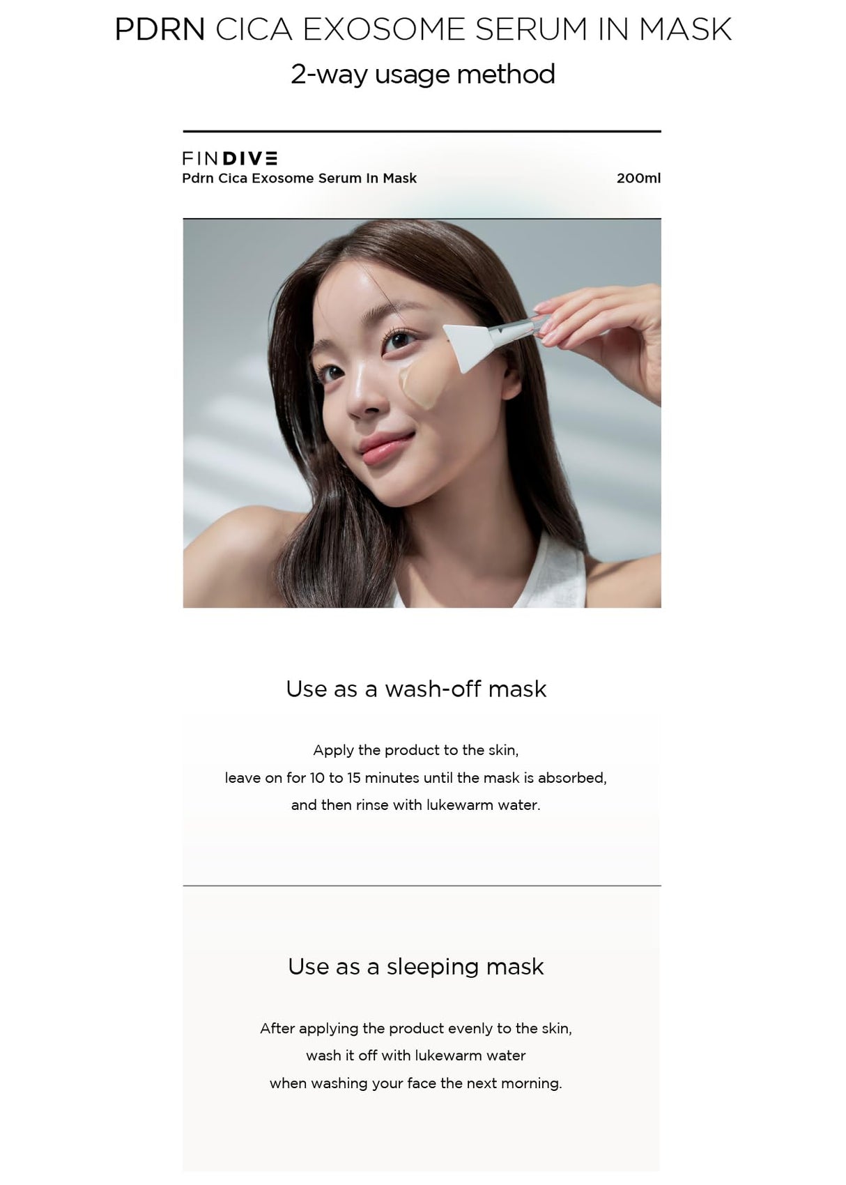 FINDIVE OFFICIAL PDRN CICA Exosome Serum in Mask, PDRN (Sodium DNA) 5,000ppm, Cica Exosome 1,000ppm, Marin Collagen, Soothes, Regenerates Skin, 6.76fl.oz