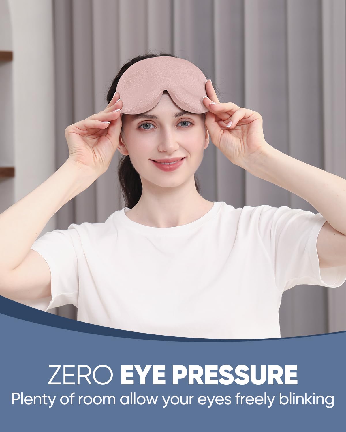 MZOO Sleep Eye Mask for Side Sleeper Men Women, Zero Eye Pressure 3D Sleeping Mask, Light Blocking Patented Design Night Blindfold, Soft Eye Shade Cover for Travel, Pink