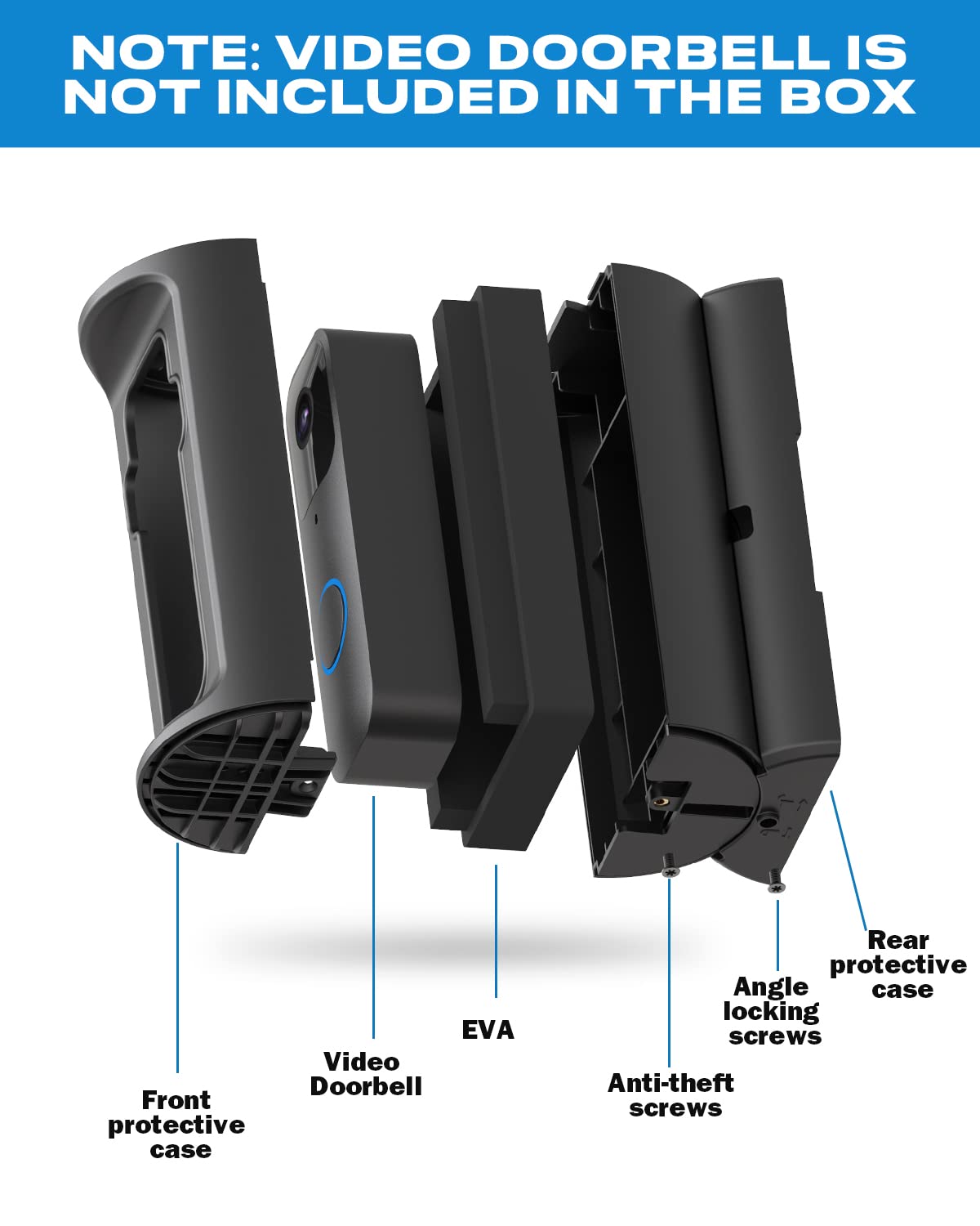 Anti-Theft Video Doorbell Mount,Adjustable 360° Degree Doorbell Angle No-Drill Mount Compatible with Ring Battery Doorbell /Plus/Pro Video Doorbell Upgrade Corner Kit for Houses,Apartments