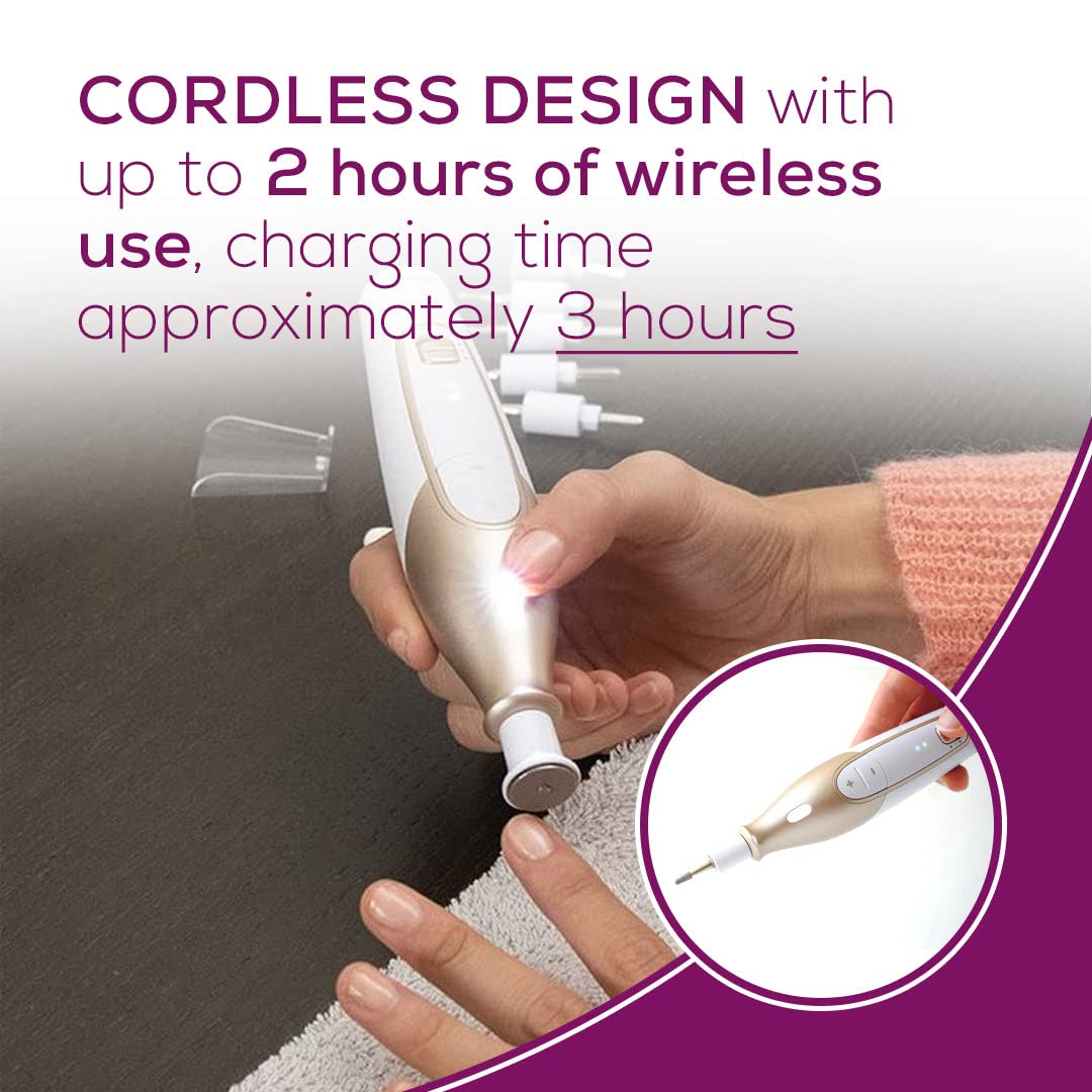 Beurer MP64 Nail Drill Kit, Cordless Electric Nail File with 10 Attachments and LED Light, Electric Manicure Set with Adjustable Speed, E-File for Manicure and Pedicure, with Storage Case