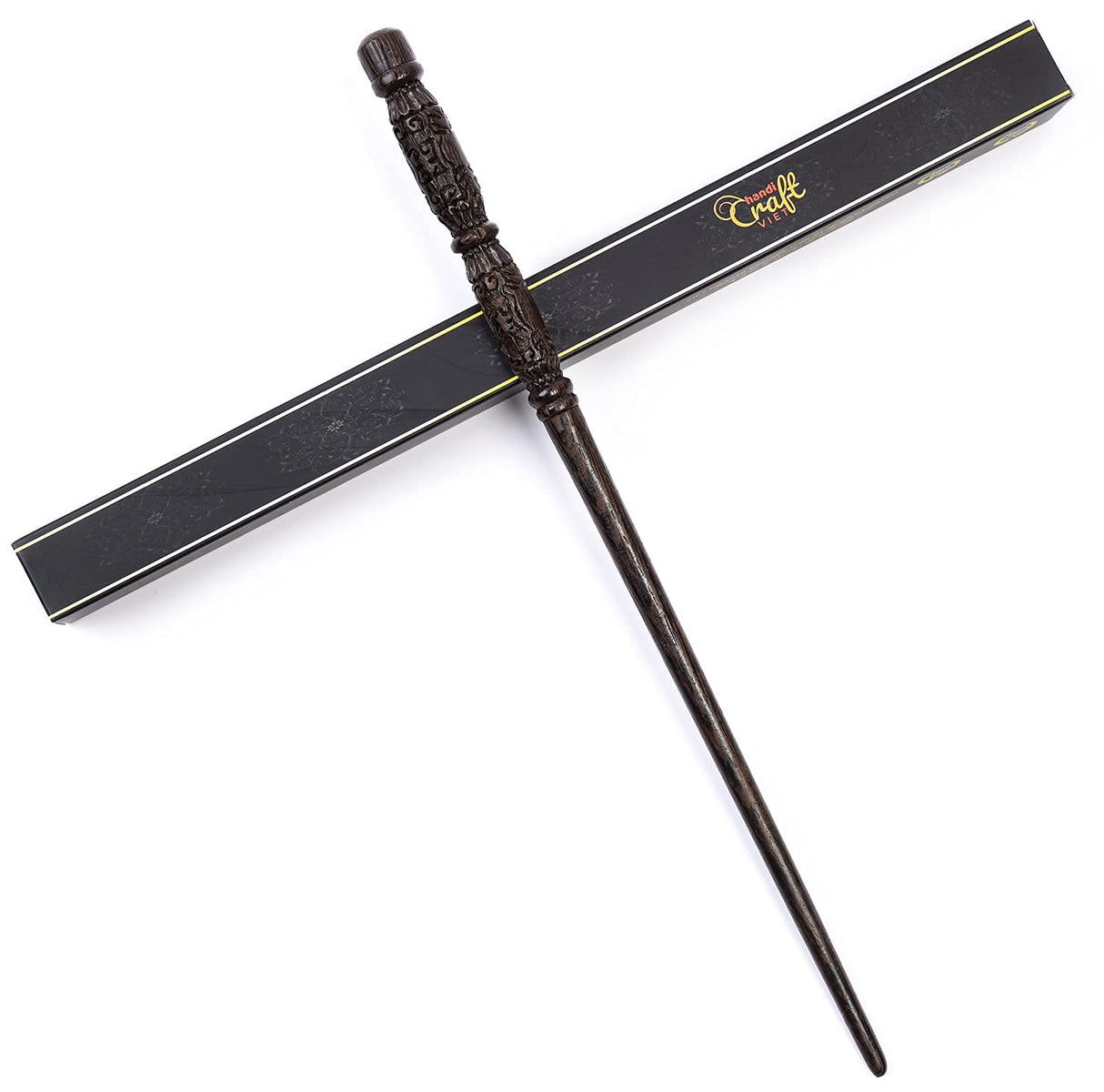 Handicraftviet - Hand Carved Wooden Magic Wand/Magic Wands for Wizards/Collectible Cosplay Magic Wand/Magical Gift for Halloween, Christmas and Birthday Party, 15 Inch (S4)