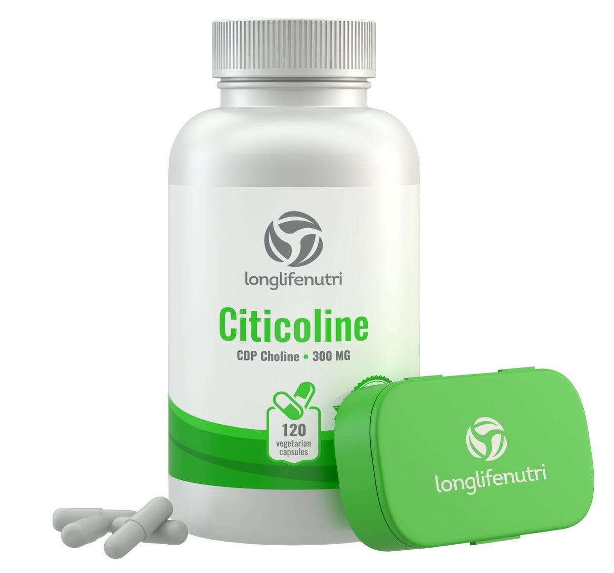 LongLifeNutri Citicoline CDP Choline 300mg - Brain Booster for Enhanced Focus & Clarity - 120 Veggie Capsules - Made in USA