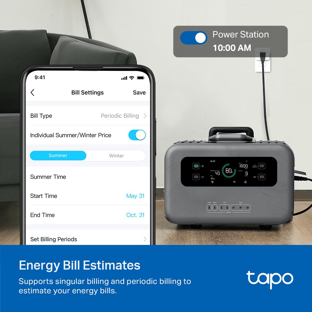 TP-Link š§š®š½š¼ Smart Plug Wi-Fi Mini, Energy Monitoring, Compatible with Alexa & Google Home & Samsung SmartThings, Timer, 15A/1800W Max, ETL Certified, 2.4G Wi-Fi Only, Tapo P115(4-Pack)