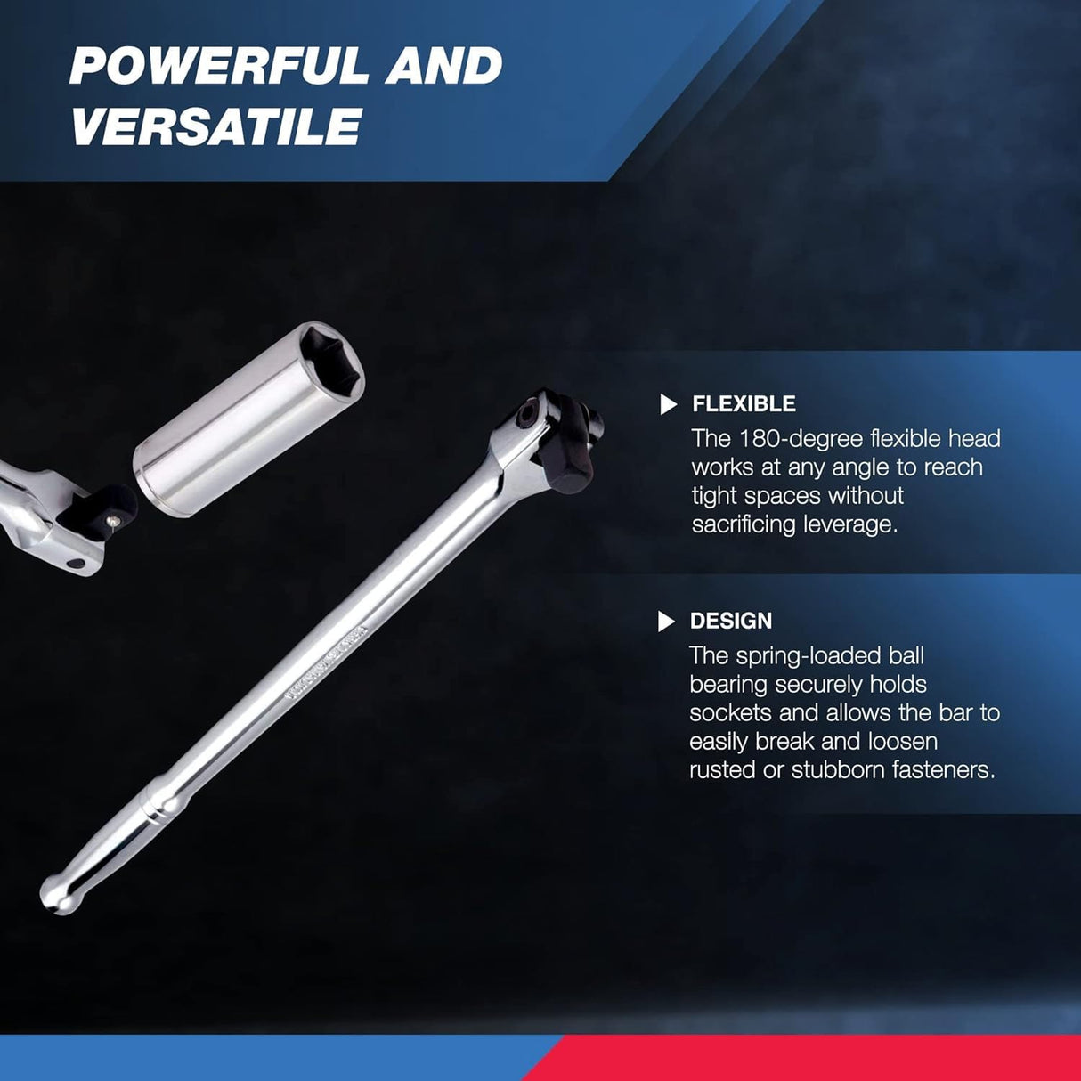 Neiko 00211A 1/2-Inch-Drive Extension Breaker Bar, 18 Inches Long, Made with CrV Steel