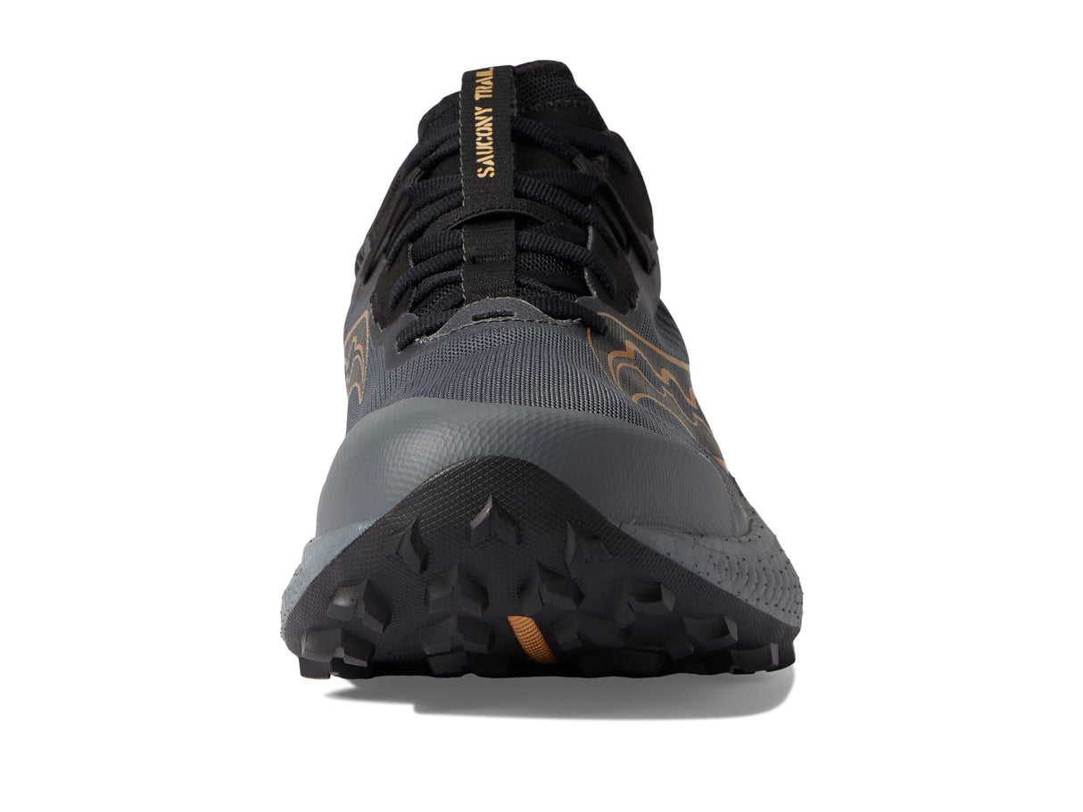 Saucony Men's Endorphin Edge Trail Running Shoe, Black/Goldstruck, 10