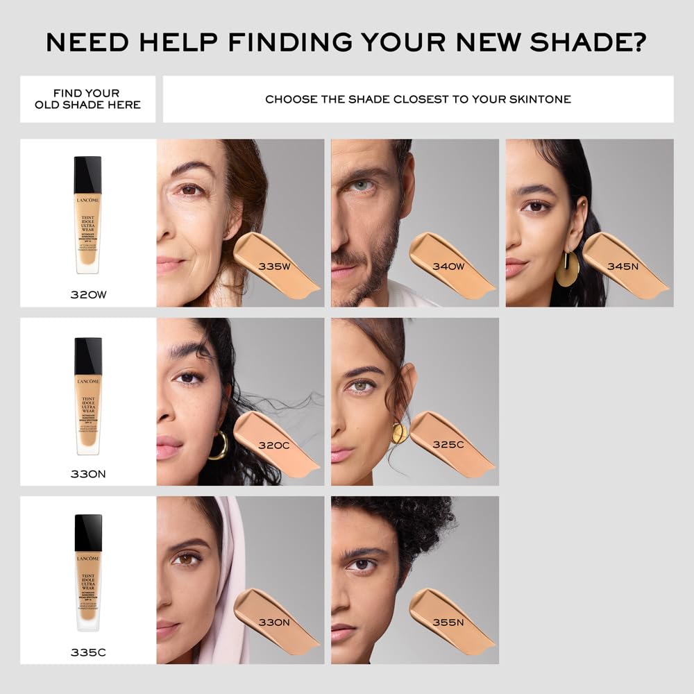 Lancôme Teint Idole Ultra Wear Buildable Full Coverage Foundation - Longwear & Waterproof - Natural Matte Finish - 335W (Medium Skin with Warm/Golden Undertones), 1 Fl Oz