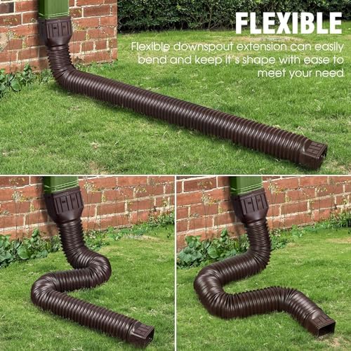 3 pack Flexible Rain Gutter Downspout Extensions,Drain Downspout Extender,Gutter Extension Flexible,Down Spout Drain Extension Pipes,Extendable from 21 to 60 Inches (3pcs black)