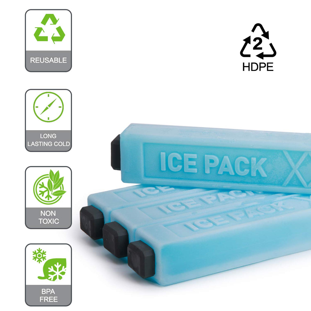 TOURIT Ice Packs for Coolers, 8 Pack Reusable Long Lasting Freezer Packs for Lunch Bags/Boxes, Cooler Backpack, Camping, Beach, Picnics, Fishing and More, Blue