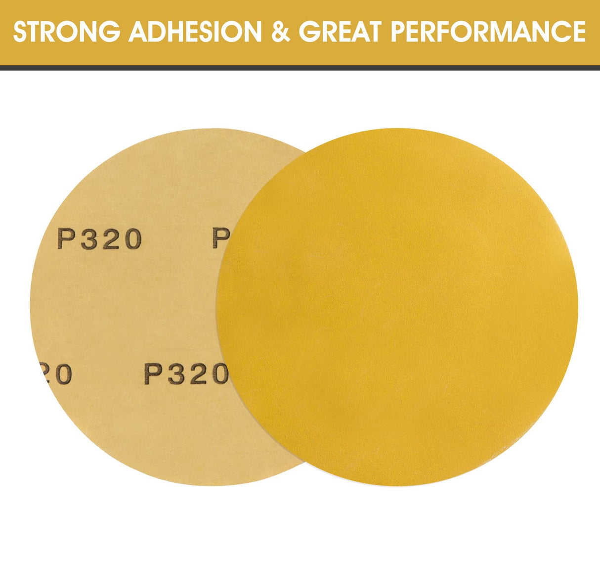 S SATC Premium Gold Sandpaper 6 Inch 100 PCS Sanding Discs 320 Grit Self Adhesive Stickyback Sandpaper Roll Aluminum Oxide PSA Sandpaper Discs for Wood, Metal, and Car Paint