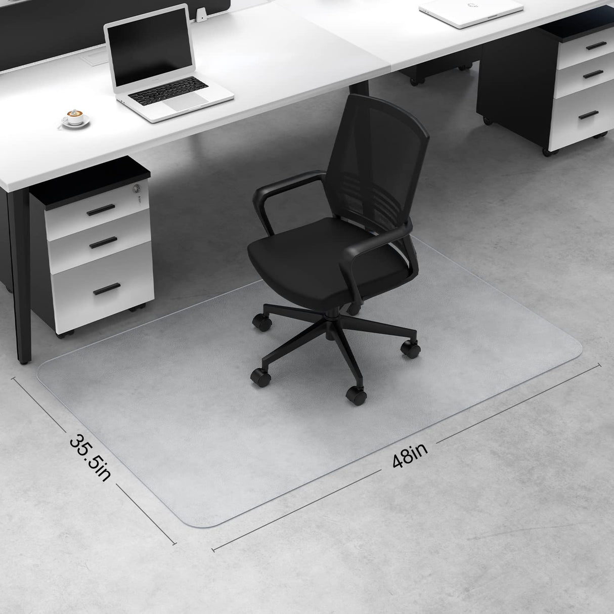 Blvornl Office Chair Mat for Hard Wood Floor, Sturdy Plastic Protector Floor Mat for Office Chair, Rectangle Transparent PVC Computer Hard Floor Chair Mat for Desk, Office, Home (Clear, 35.5 X 48in)