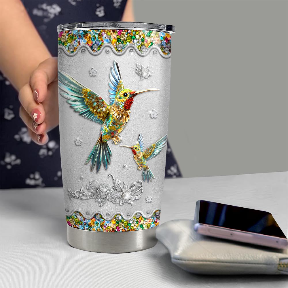 SANDJEST Hummingbird Gifts for Women Hummingbirds Tumbler 20oz Jewelry Drawings Stainless Steel Insulated Tumblers Coffee Travel Mug Cup Gift for Birthday Christmas