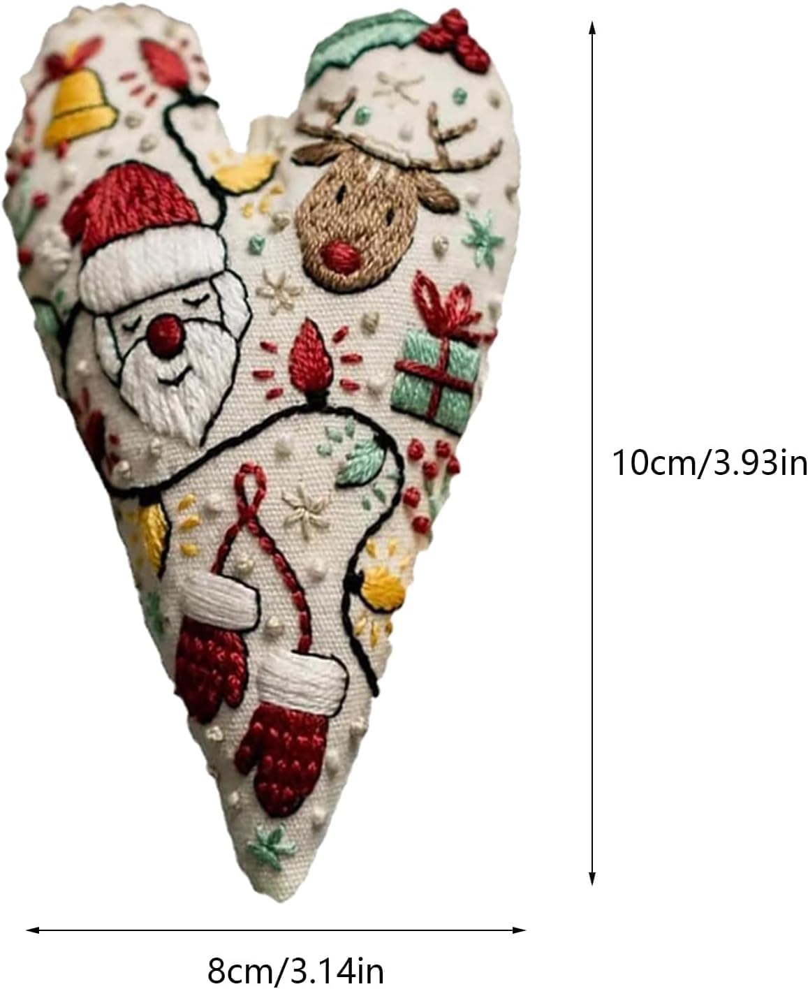 TIMLIFE DIY Heart Shaped Hand Embroidered Christmas Ornament Kit, 2026 New Embroidery Christmas Ornament Kits, Handmade Tree Decoration for Holiday Decorations, Winter Decor (4PCS)