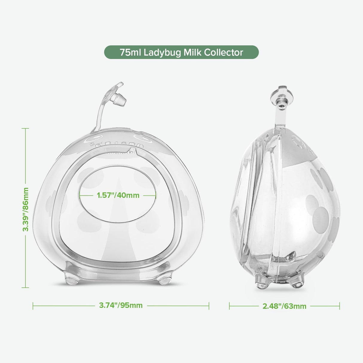 haakaa Ladybug Silicone Breast Milk Collector - Breast Shells Nursing Cup for Breastfeeding, Protect Sore Nipples, Extra-Soft and Reusable, 2.5oz/75ml, 1PC