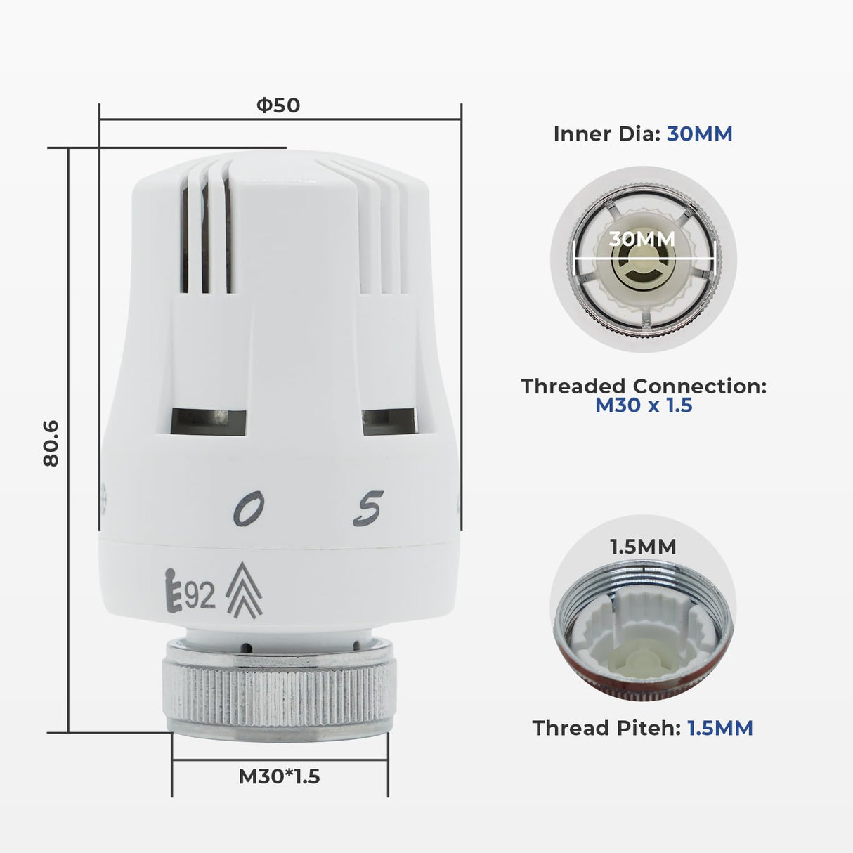 Thermostatic Radiator Valve Head 1pcs - Vancoco Modern TRV Head Thermostatic Radiator Valve Head Thermostatic Valve Head M30x1.5 TRV Head Radiator Valves