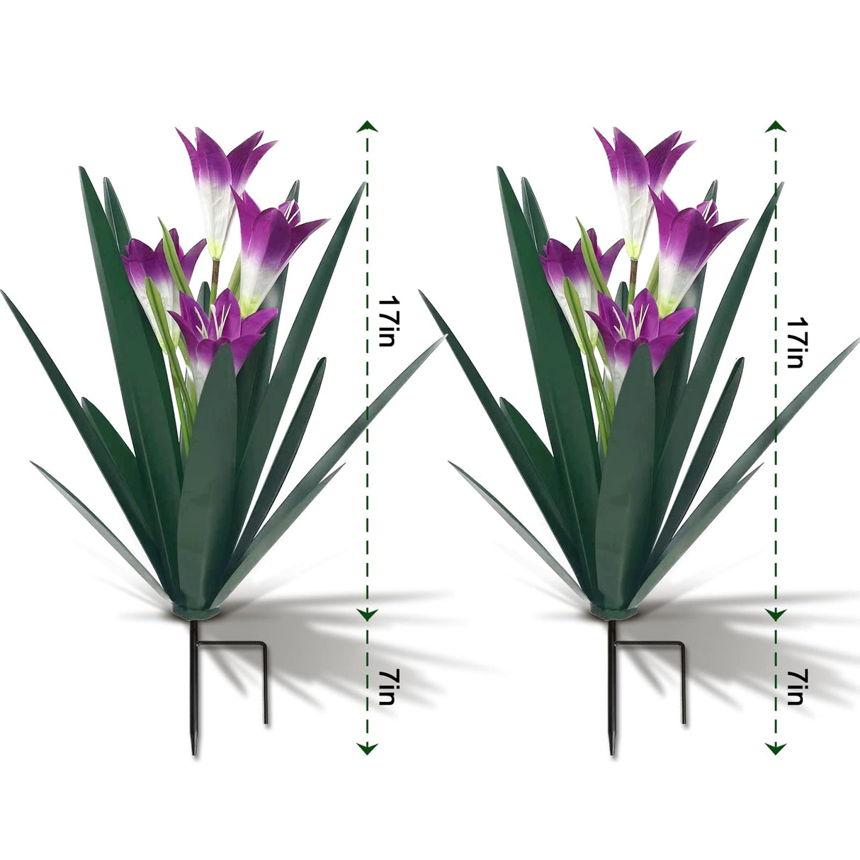 Homight Metal Agave Plant Outdoor Decoration Lily Mexican Yard Art Garden Gift Home Decor Hand Painted Metal Agave Garden Yard Statue, Outdoor Lawn Ornaments (2 Big Purple Lilies)