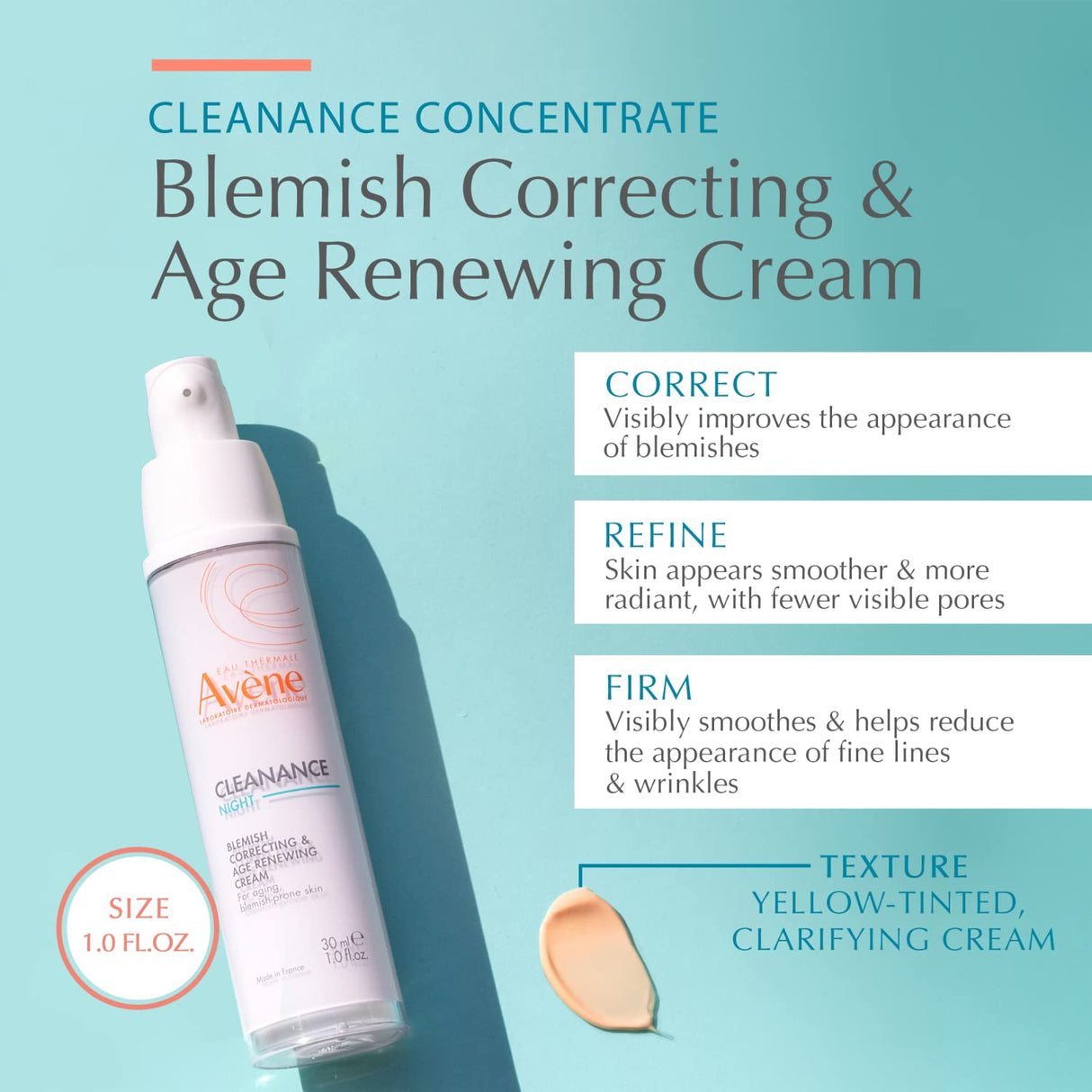 Avène Cleanance NIGHT Blemish Correcting & Age Renewing Cream, 1 Oz