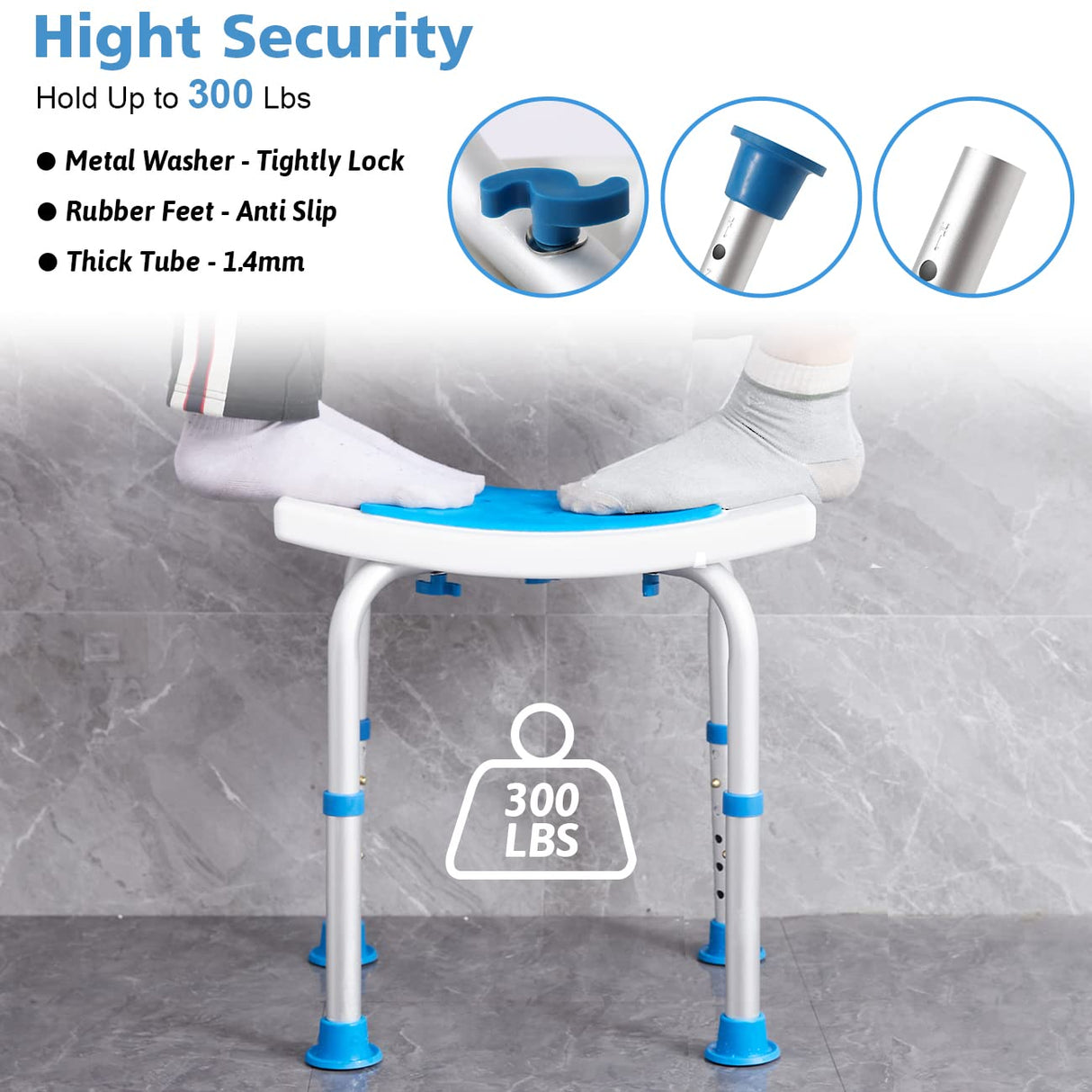 FSA/HSA Eligible Shower Chair for Inside Shower, Shower Stool for Insidetub, Tool-Free Assembly Shower Seat for Bathtub, Shower Bath Chairs for Seniors/Disabled by SOUHEILO