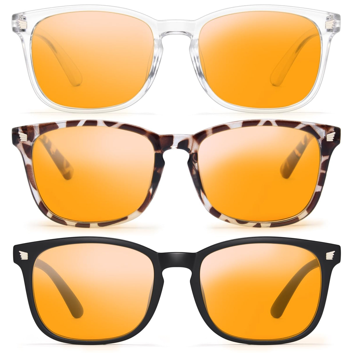 Gaoye Stylish Blue Light Glasses for Woman - Computer Glasses 99% Blue Light Blocking - Lightweight TR90 Frames - 3 pack