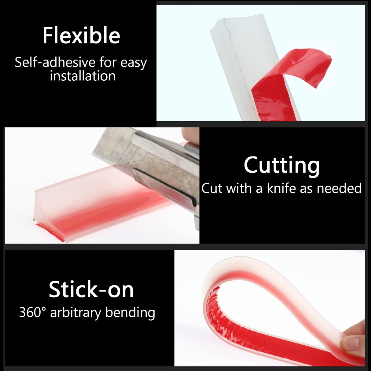 New Collapsible Shower Threshold Water Dam, Self Adhesive Silicone Waterproof Barrier Bathroom and Kitchen Water Strip Dam Shower Guard for Dry And Wet Separation Caulk Seal Strip Edge Trim(TM)