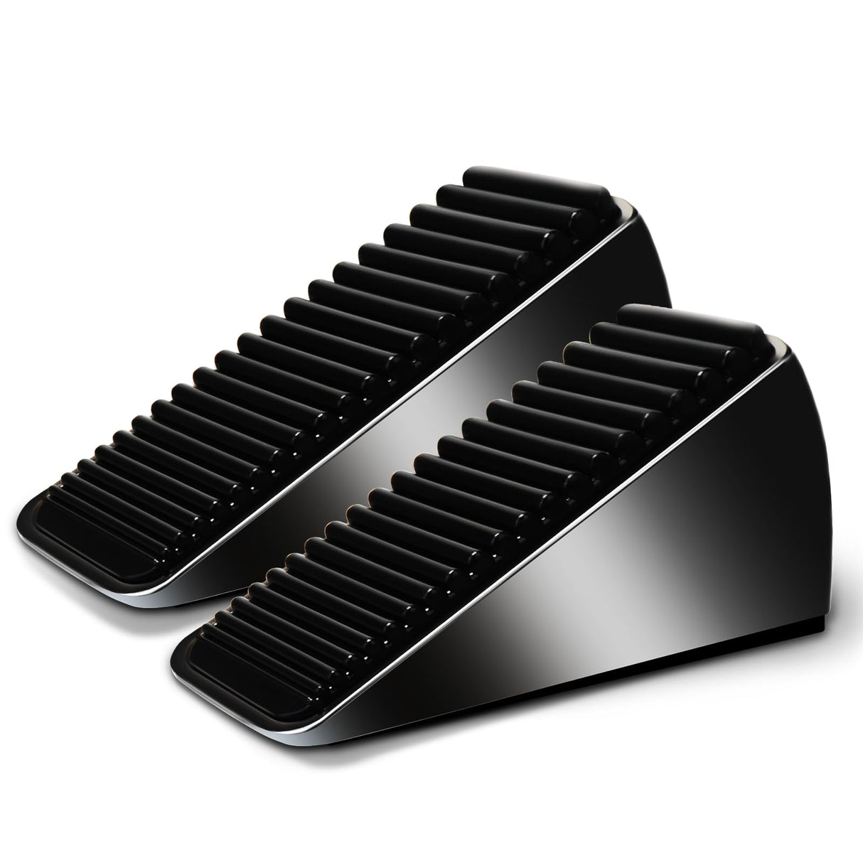 AIMAXINKE 2Pc Strongest Large Door Stop - Heavy Duty Tall Wedge Stoppers for Bottom, up to 2.6In Doorstop, Zinc Alloy and Silicone Made, Suits Any Heavy Door and Smooth Floor