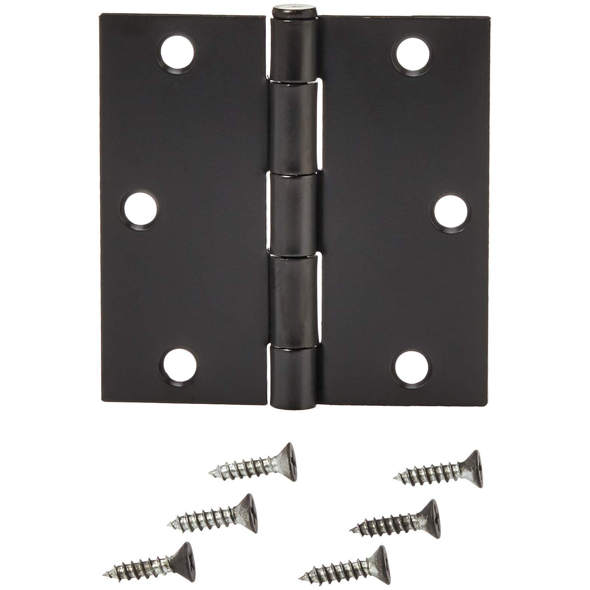 Amazon Basics Interior Door Hinges, Square, 3.5 x 3.5 Inch, Matte Black, Pack of 12