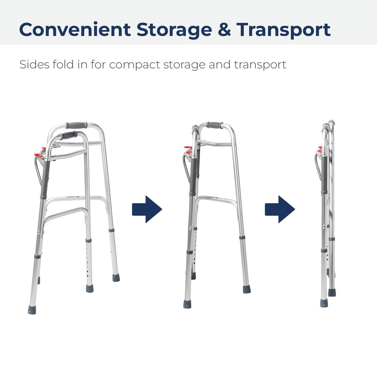 Drive Medical Deluxe 2-Button Folding Walker, Lightweight Walkers for Seniors and Adults, 350 lb. Weight Capacity, Silver