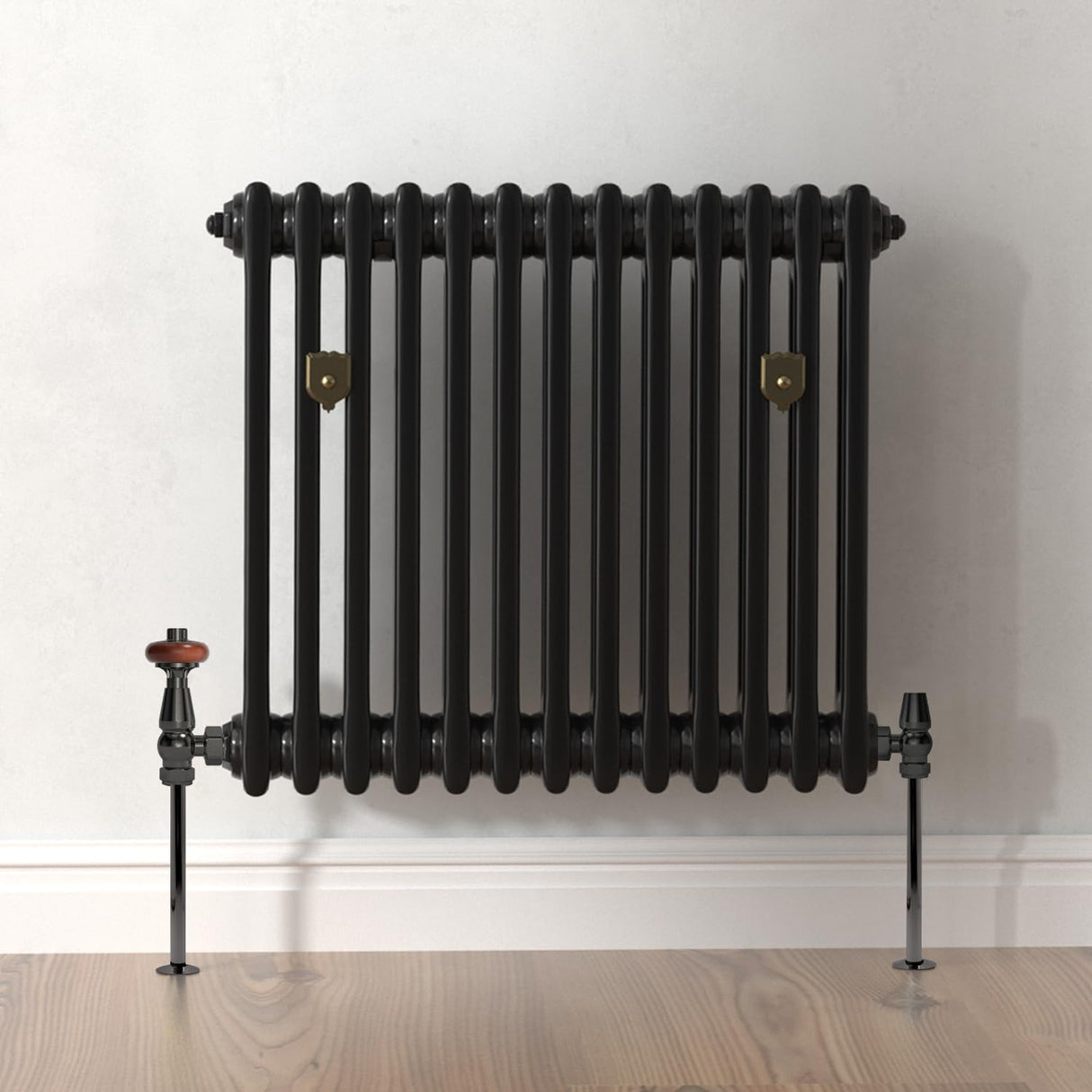 VANCOCO Pipe Tails Antique Brass 15mm X 300mm Radiator Pipe Collars Decoration Floor Plates Black Nickel (Pair)