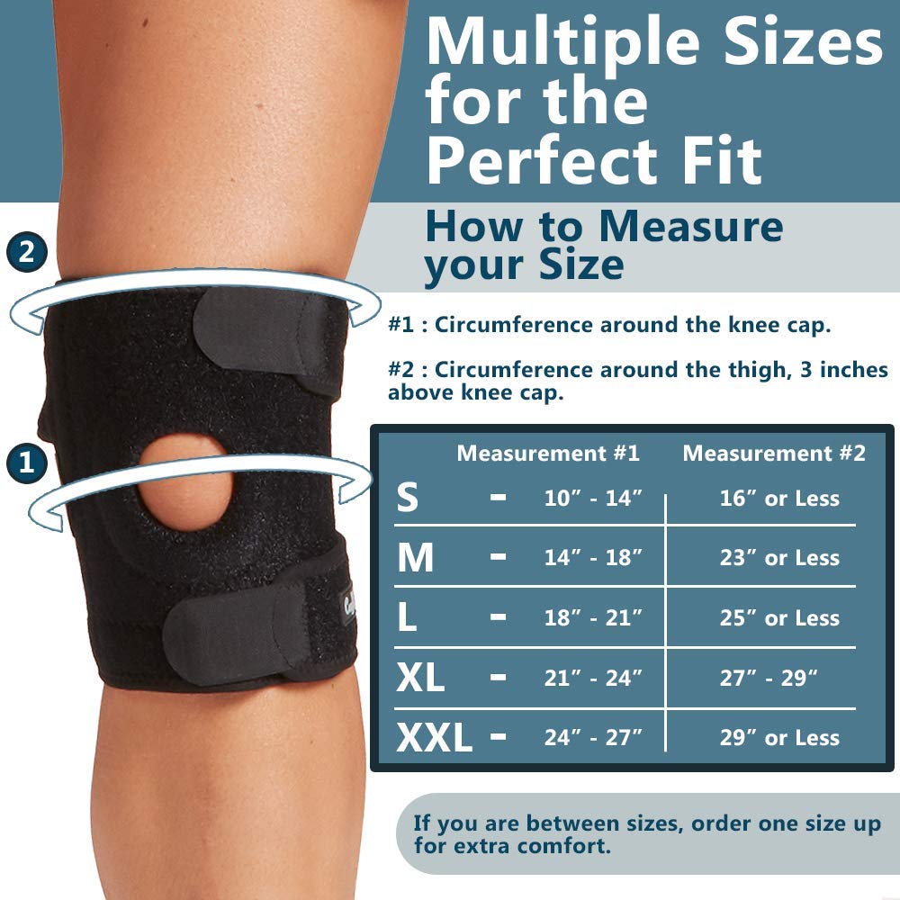 ComfiLife Knee Brace for Knee Pain Relief – Neoprene Knee Brace for Working Out, Running, Injury Recovery – Side Stabilizers – 3 Point Adjustable Compression – Open Patella Support, Non-Slip (Large)