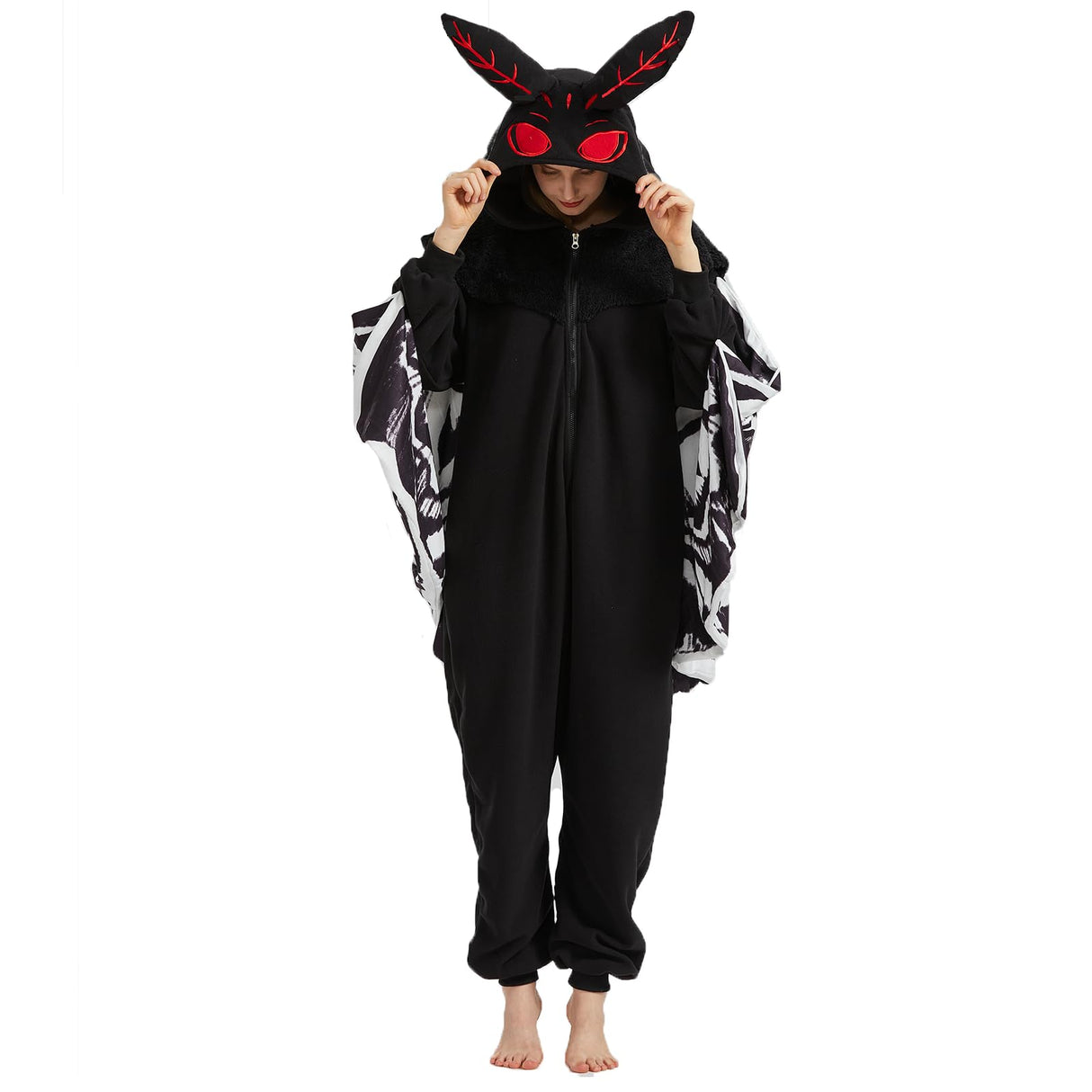 MORNINGFLY Mothman Onesie Pajamas Mothman Costume Adult Halloween Onesie Christmas Cosplay Unisex Party Costume