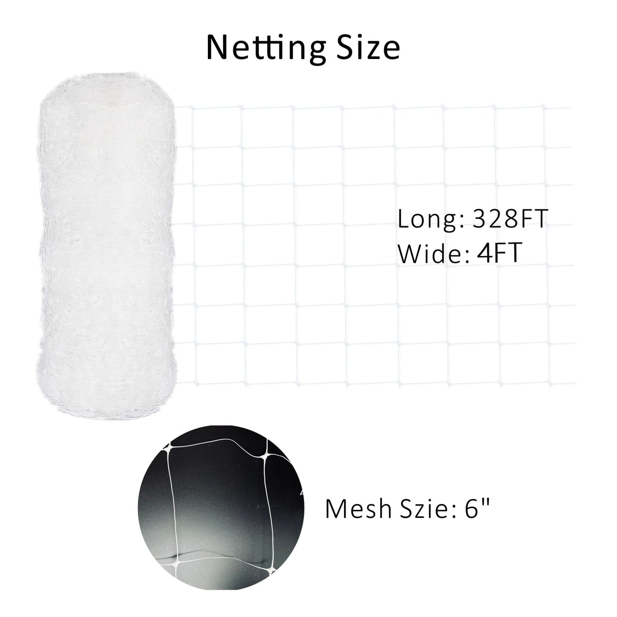 Toolazy Trellis Netting 47" x328' White - Heavy Duty 6" Mesh Plant Support Net for Climbing Vegetables, Garden Trellis Roll for Tomato Cucumber Pea Bean Vine Grow Tent Scrog Hydroponic