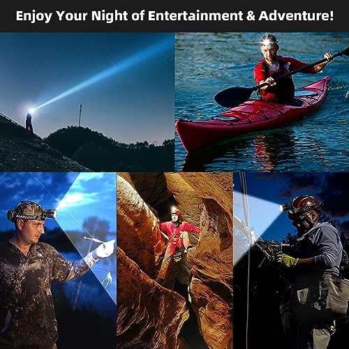 Zmoon 1080LM Rechargeable LED Headlamp 40H Long Battery Life, Super Bright Sensor Head Lamp with 3 Lighting Modes | Zoomable | Power Display | IP67 Waterproof for Camping Hunting Adventures Hiking