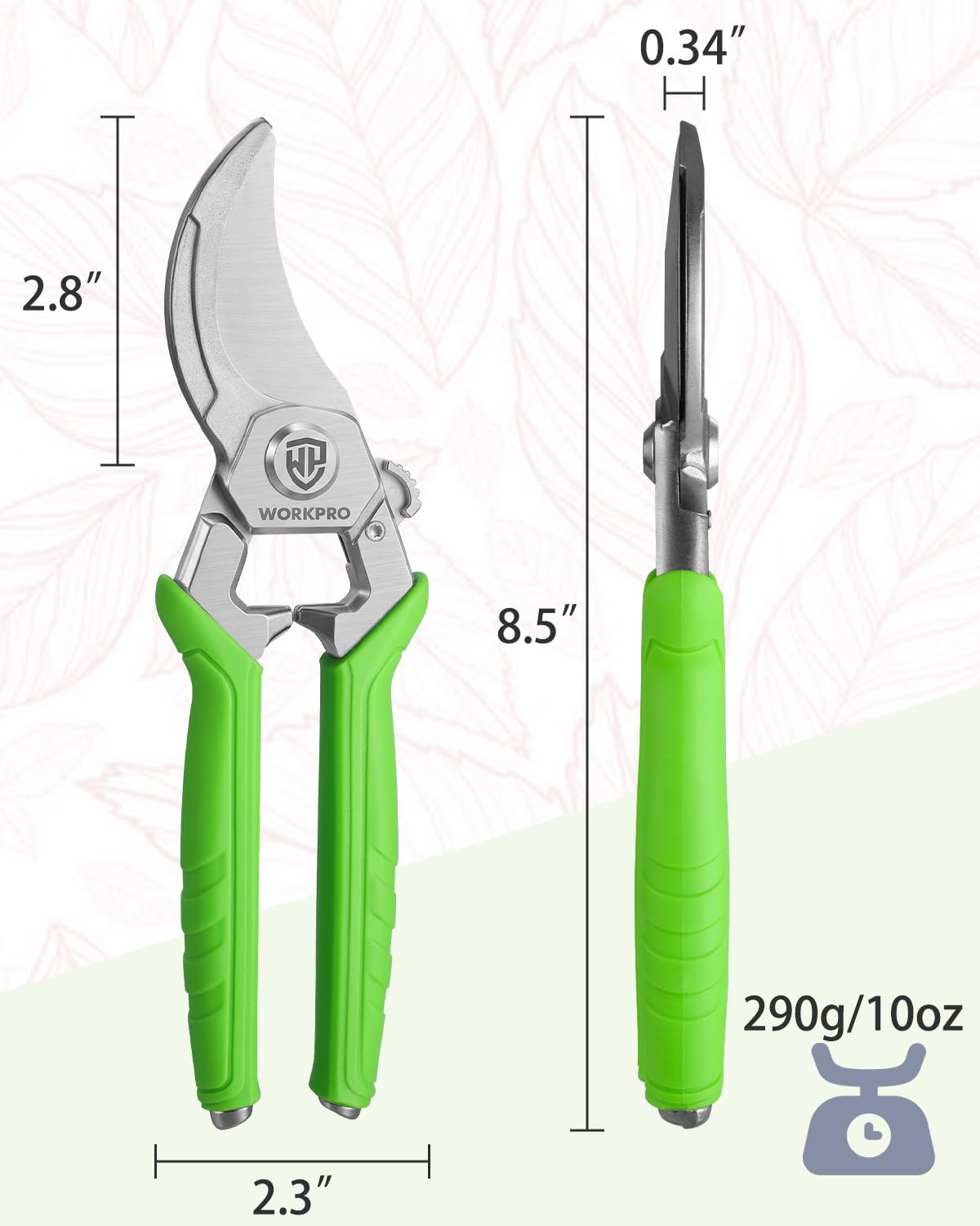 WORKPRO 8.5" Bypass Pruning Shears, Professional Forged Garden Shears