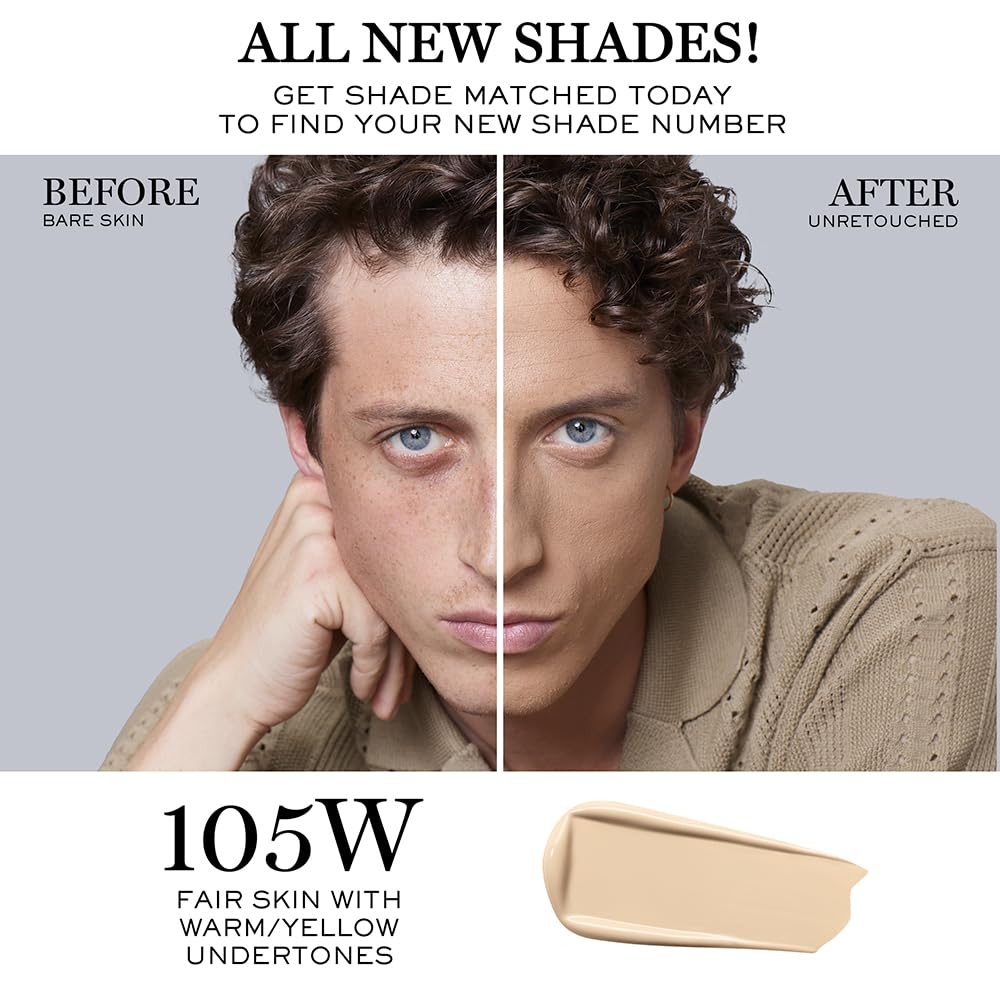 Lancôme Teint Idole Ultra Wear Buildable Full Coverage Foundation - Longwear & Waterproof - Natural Matte Finish - 105W (Fair Skin with Warm/Yellow Undertones), 1 Fl Oz