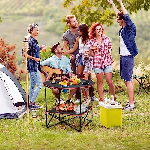 ZENY Portable Folding Picnic Table Outdoor Camping Table with 4 Cup Holders and Carrying Bag Collapsible Portable Tables Folding for BBQ Outdoor Fishing