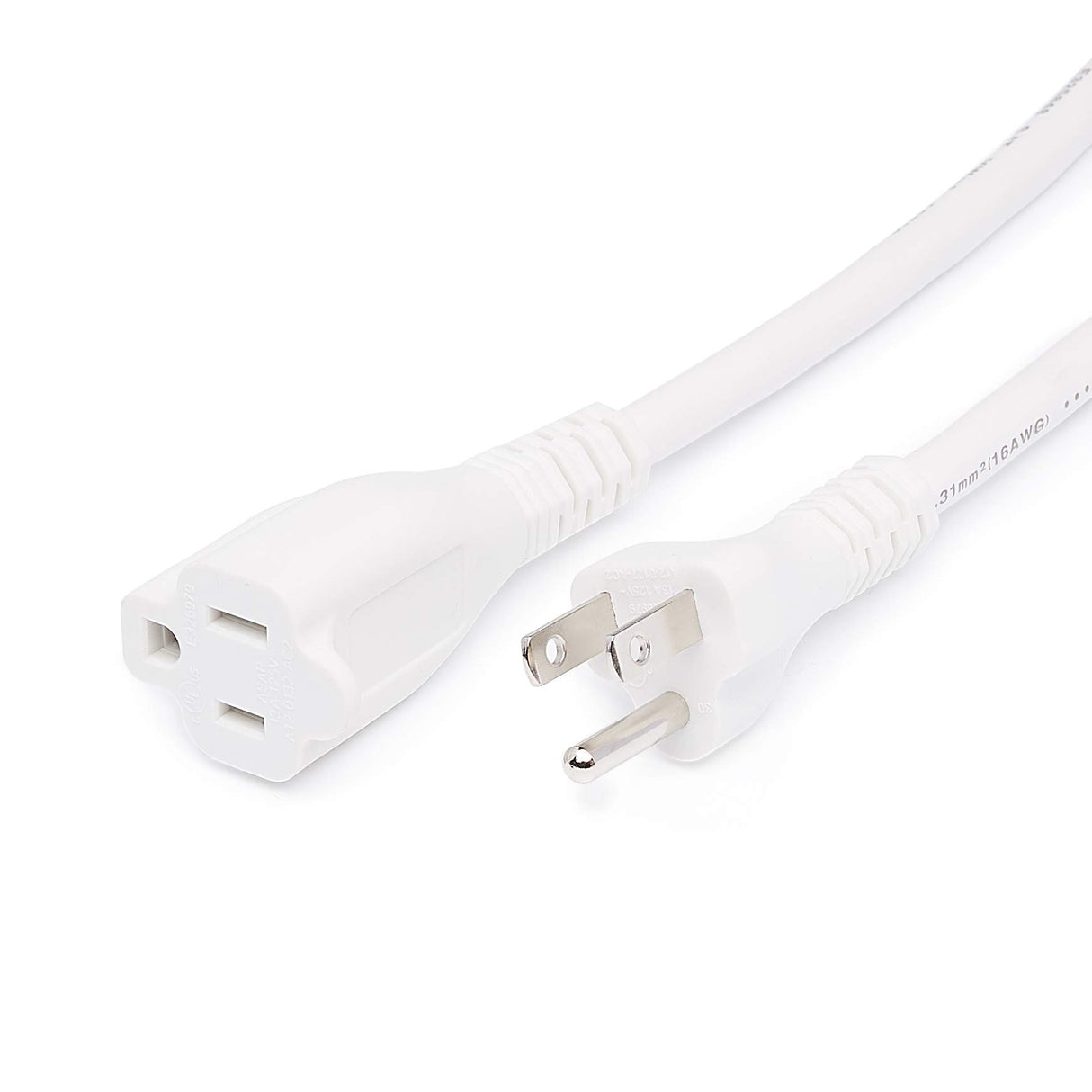 Amazon Basics Extension Cord, 13 Amps, 125V, 20 Foot, White, 2-Pack
