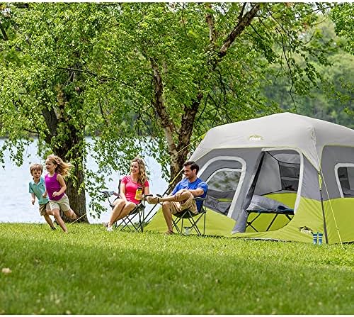 CORE Instant Cabin Tents | 6 Person / 9 Person / 10 Person / 12 Person Family Cabin Multi Room Pop Up Tents Car Camping | Included Storage Pockets for Camping Accessories