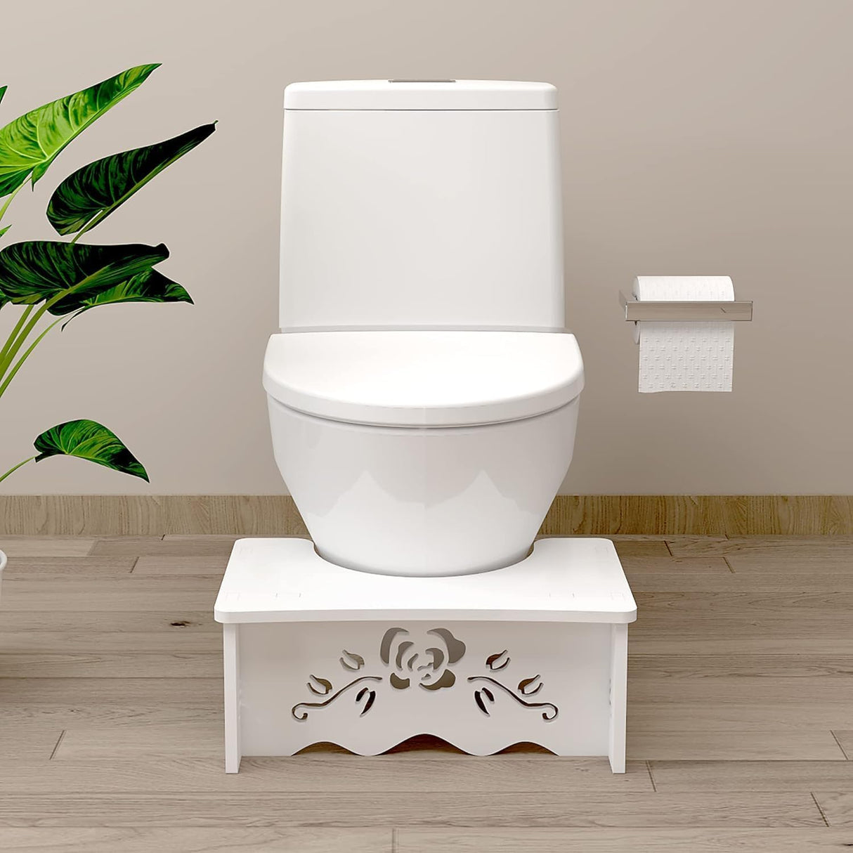 Fanwer Squatting Toilet Stool - Poop Stool for Bathroom, Wood-Plastic Composite, 9 Inch, Adults & Elderly