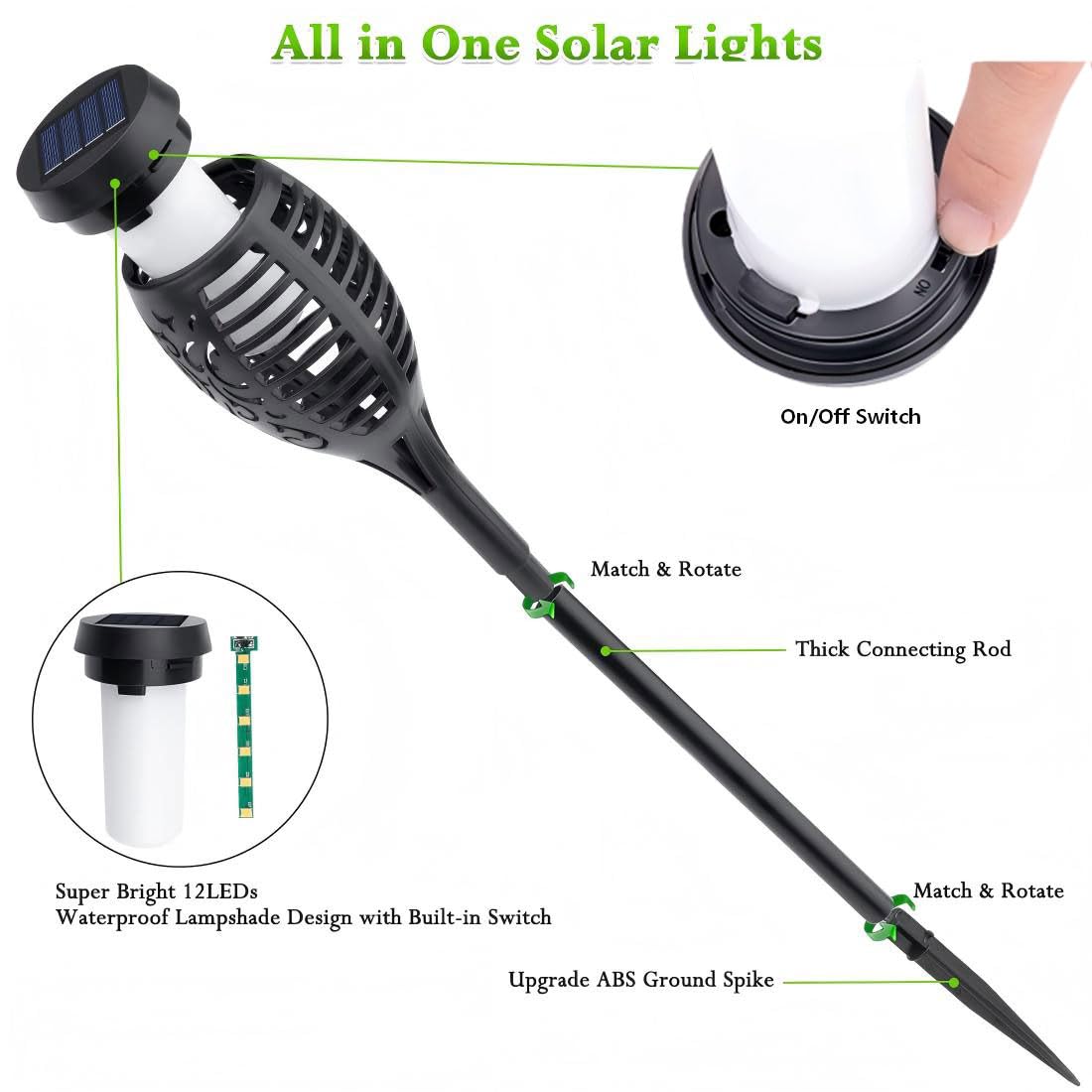 LNRYY Outdoor Solar Lights, 6Pack Solar Torch Light with Flickering Flame