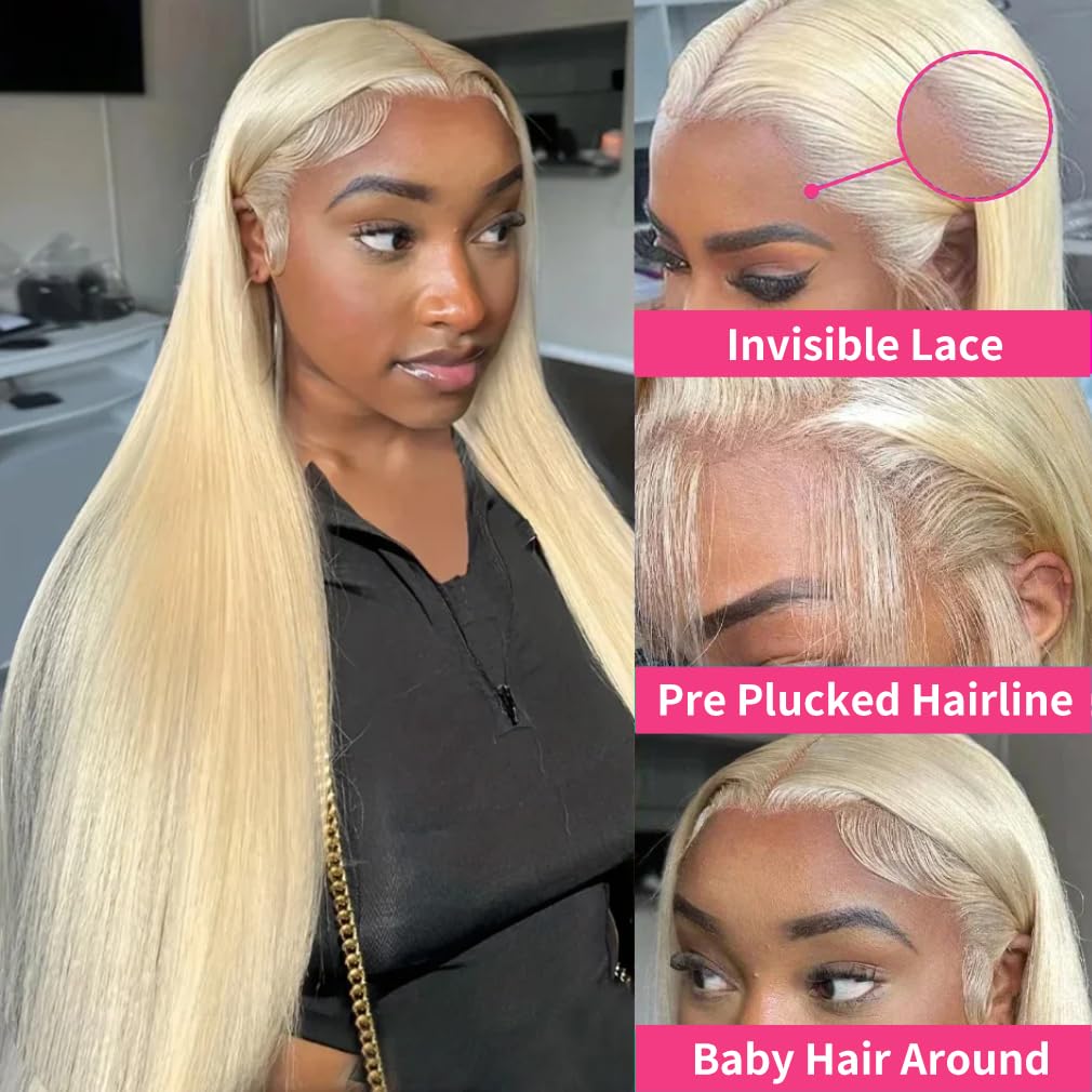 30 Inch 613 13x6 Lace Front Wig Human Hair 200 Density 613 Lace Front Wig Human Hair Straight Blonde Wig Human Hair 613 Hd Lace Frontal Wig 13x6 Pre Plucked With Baby Hair