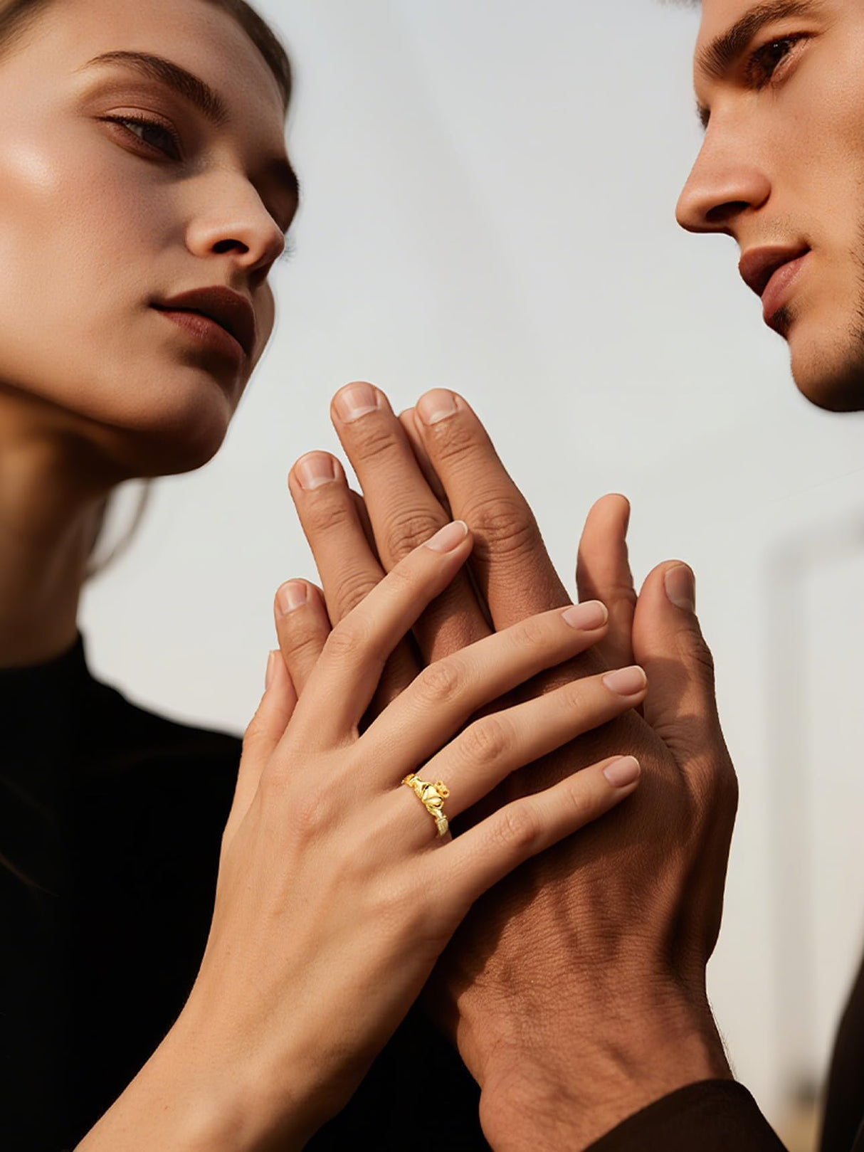 Bestyle Gold Claddagh Rings for Women Hypoallergenic Sterling Silver Women Gold Rings, Irish Infinity Love Ring Promise Ring for Her, Dainty Silver Gold Rings for Women