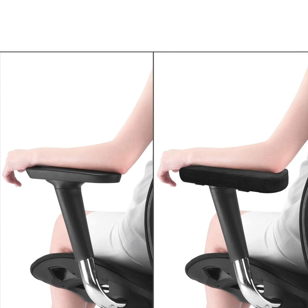 MOSISO Chair Armrest Pads (2 Pack), Memory Foam Home/Office Chair Arm Rest Covers Comfy Computer Gaming Elbow Cushion Removable Washable Elbow Support Forearm Pressure Relief, Black
