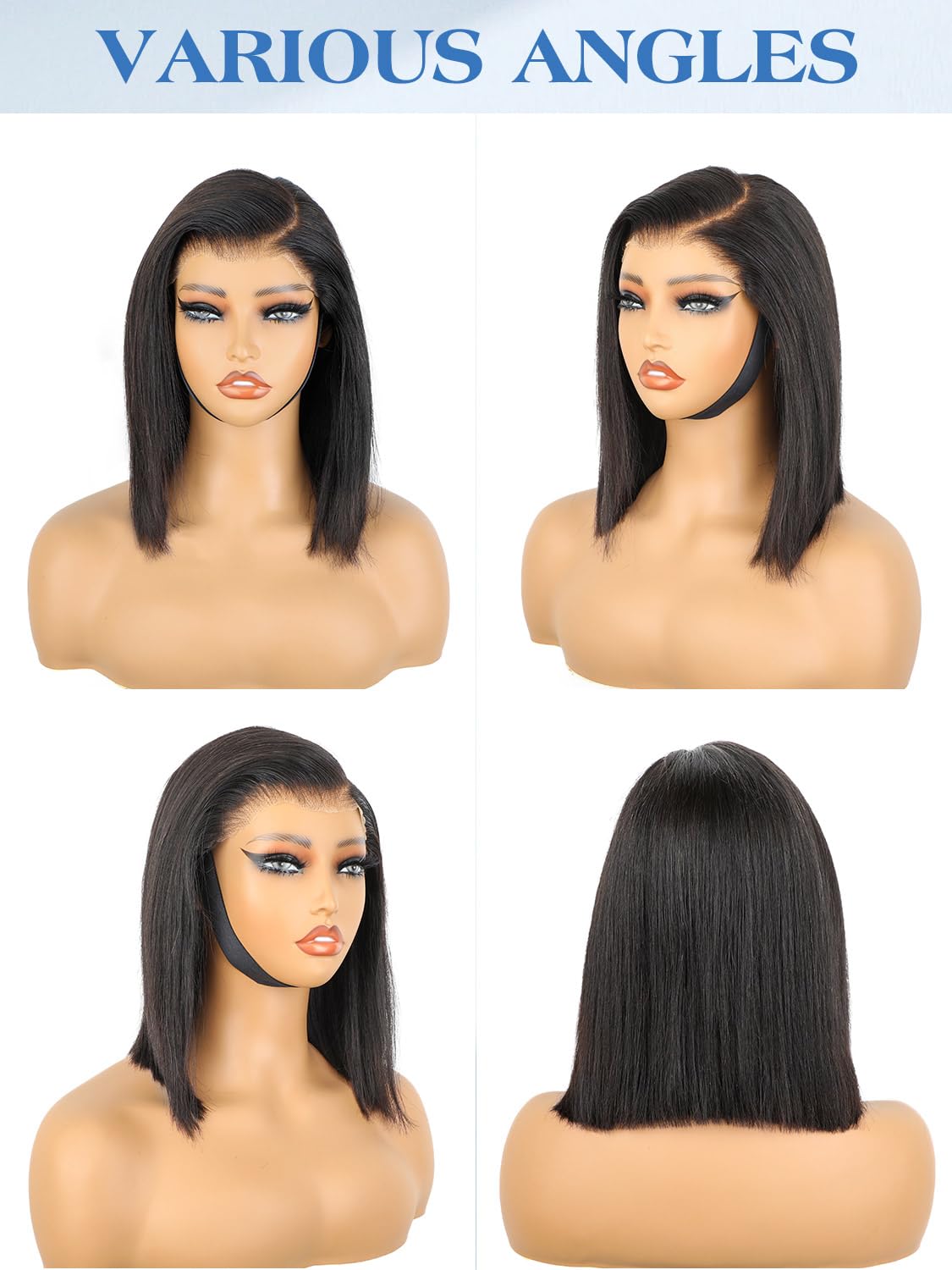 Ashart 10 Inch Bob Straight Side Part 7x5 Wear and Go Glueless Wigs Human Hair Pre Cut Pre Plucked Pre Bleached HD Lace Front Bob Wig Human Hair 180% Density Short Straight Bob Wigs for Black Women